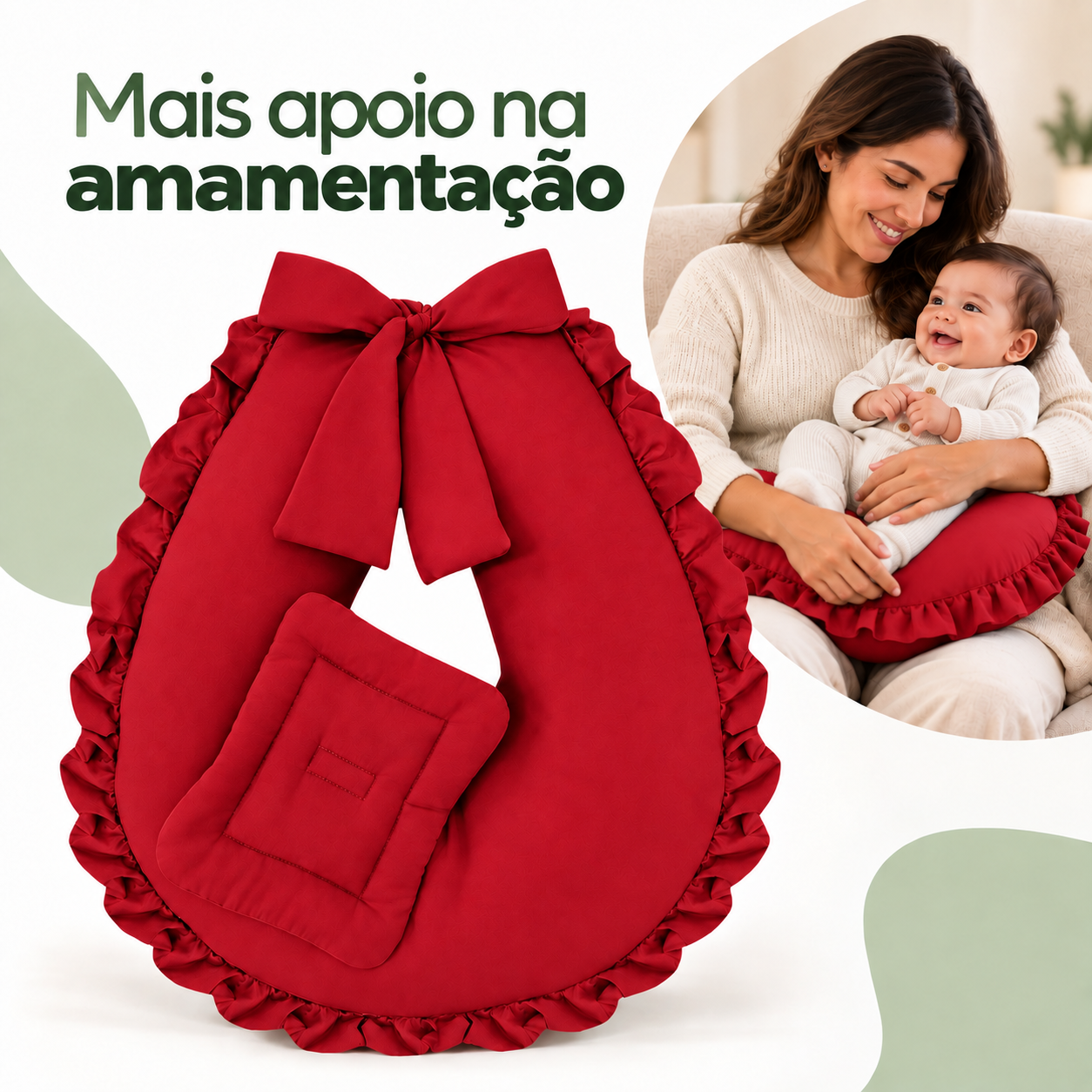 Arte principal aprovada da almofada de amamentação na cor Vermelho
