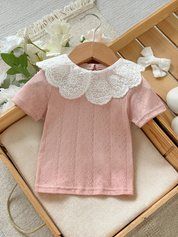 Blusa Bebê Menina Gola Peter Pan Bordada