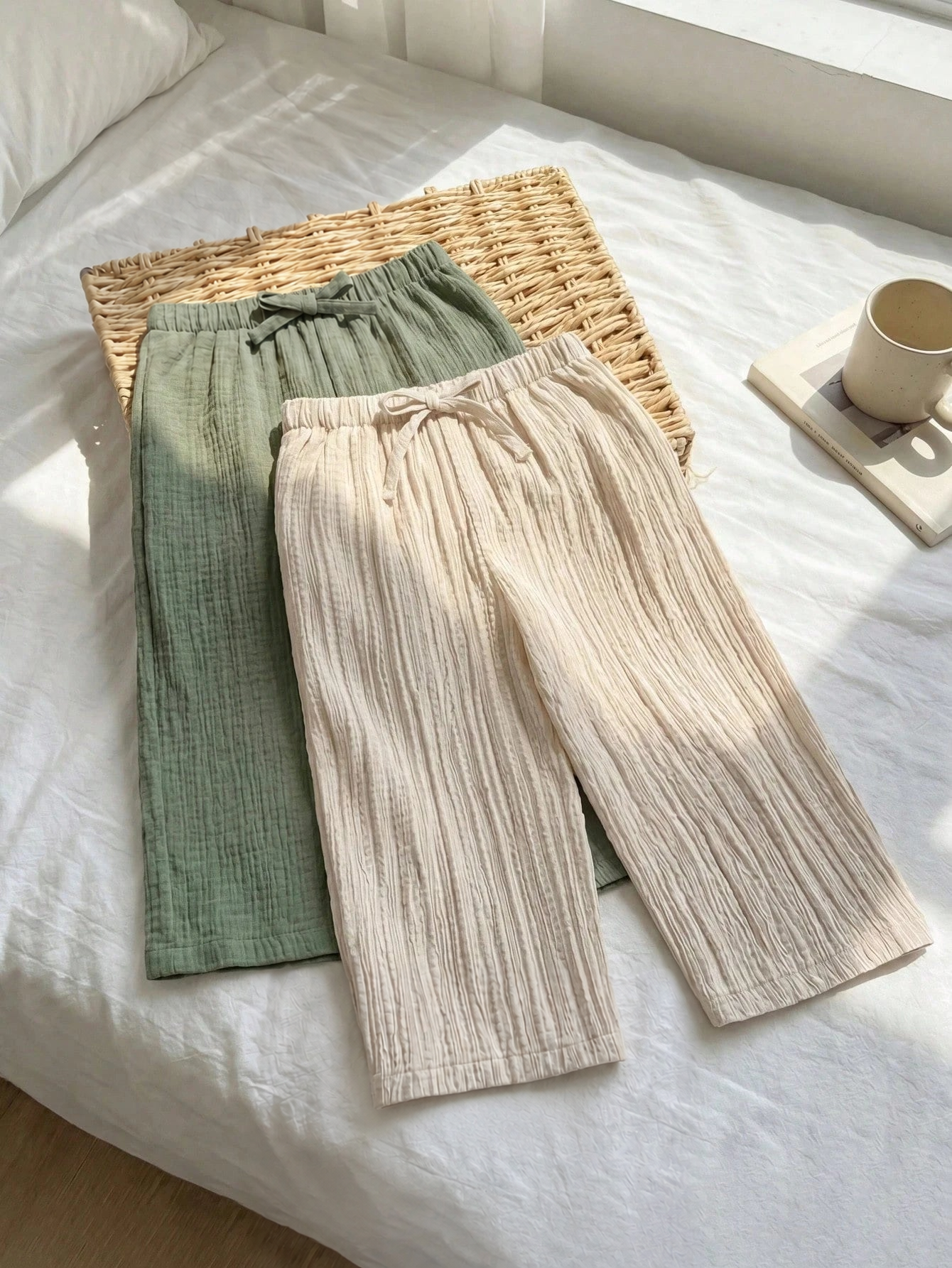 Kit 2 Calças Bebê Menino Perna Larga Texturizada