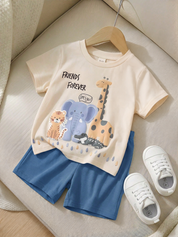 Conjunto Bebê Menino Camiseta e Shorts Estampa Safári