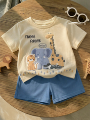 Conjunto Bebê Menino Camiseta e Shorts Estampa Safári