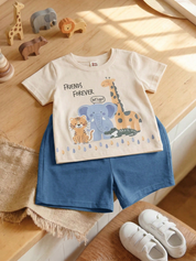 Conjunto Bebê Menino Camiseta e Shorts Estampa Safári
