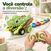 Brinquedo dinossauro com controle remoto e efeitos sonoros