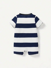 Kit 2 Bodies Polo Bebê Menino Liso e Listrado 004 Body Menino 02 Kabannas 