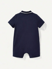 Kit 2 Bodies Polo Bebê Menino Liso e Listrado 004 Body Menino 02 Kabannas 