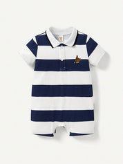 Kit 2 Bodies Polo Bebê Menino Liso e Listrado 004 Body Menino 02 Kabannas 