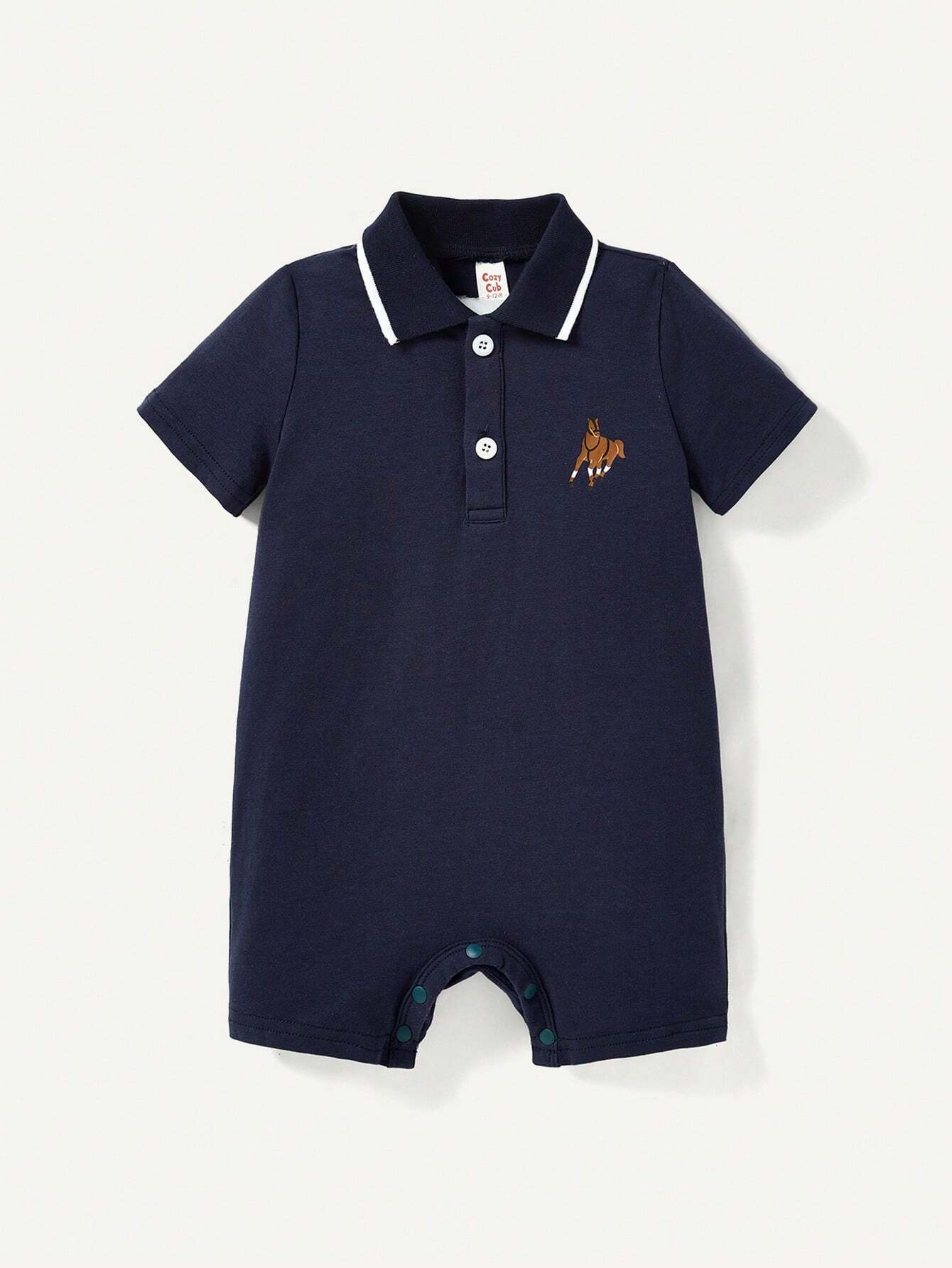 Kit 2 Bodies Polo Bebê Menino Liso e Listrado 004 Body Menino 02 Kabannas 
