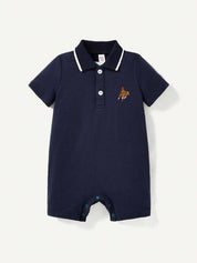 Kit 2 Bodies Polo Bebê Menino Liso e Listrado 004 Body Menino 02 Kabannas 