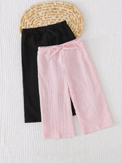 Kit 2 Calças Largas Bebê Menina Cintura Elástica 004 Calça Menina 01 Kabannas 