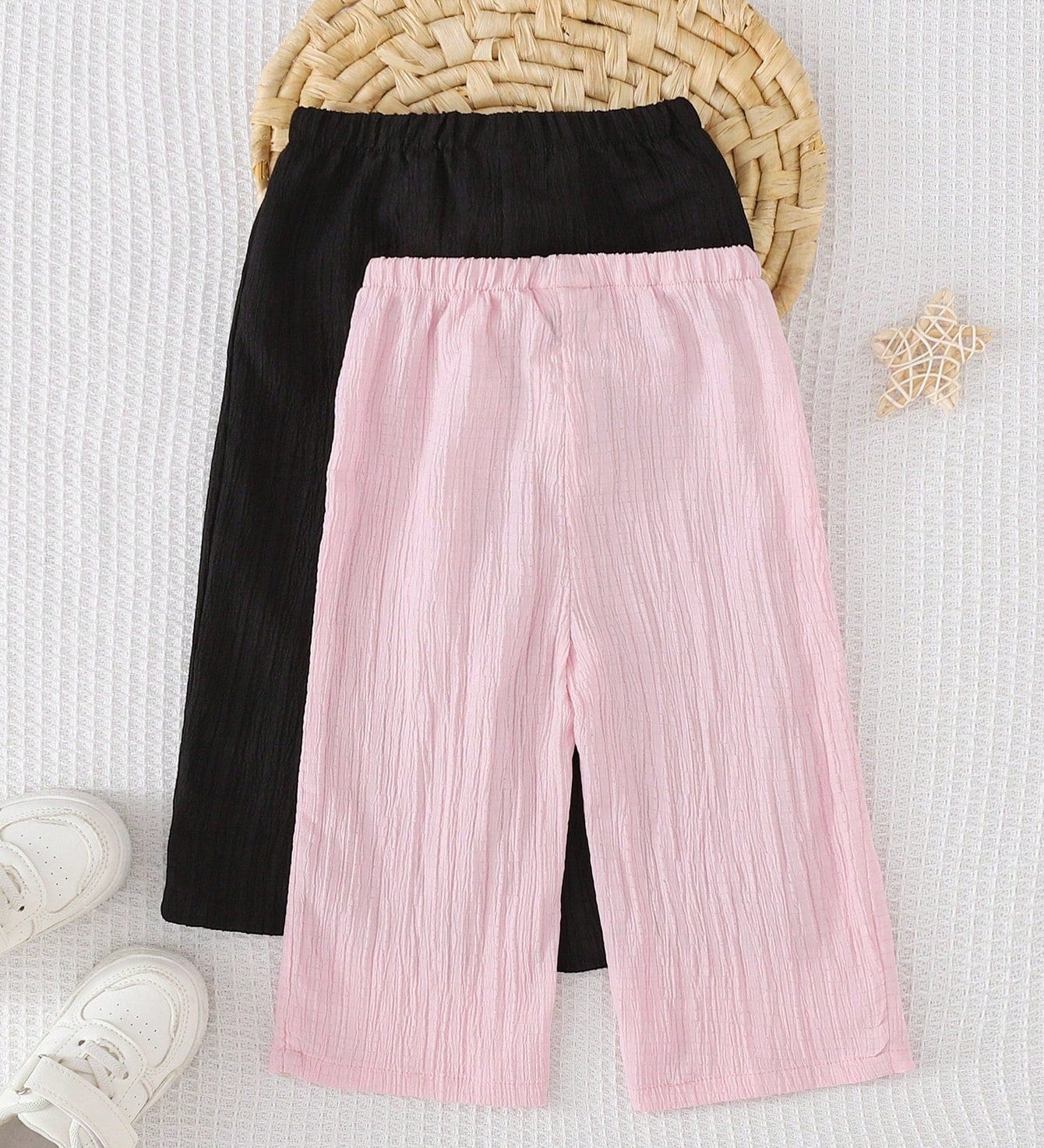 Kit 2 Calças Largas Bebê Menina Cintura Elástica 004 Calça Menina 01 Kabannas 
