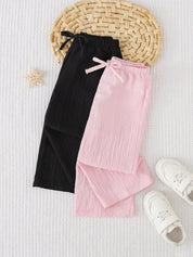 Kit 2 Calças Largas Bebê Menina Cintura Elástica 004 Calça Menina 01 Kabannas 