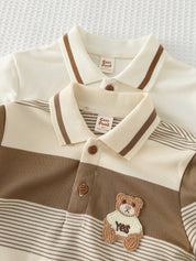 Kit 2 Camisas Polo Infantil Menino Malha Urso Bordado - Damasco