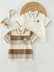 Kit 2 Camisas Polo Infantil Menino Malha Urso Bordado - Damasco