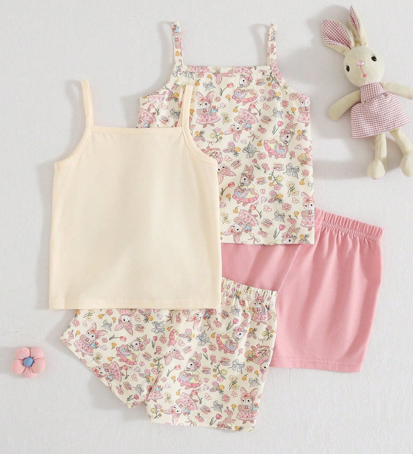 Kit 2 Conjuntos Bebê Menina Regata Coelho e Shorts 004 Conjunto Menina 20 Kabannas 