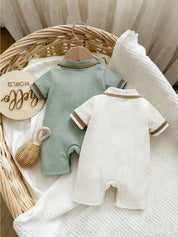 Kit 2 Macacões Bebê Menino Gola Polo Jacquard Bordado Urso 001 Macacão Menino 05 Kabannas 