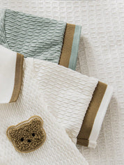 Kit 2 Macacões Bebê Menino Gola Polo Jacquard Bordado Urso 001 Macacão Menino 05 Kabannas 