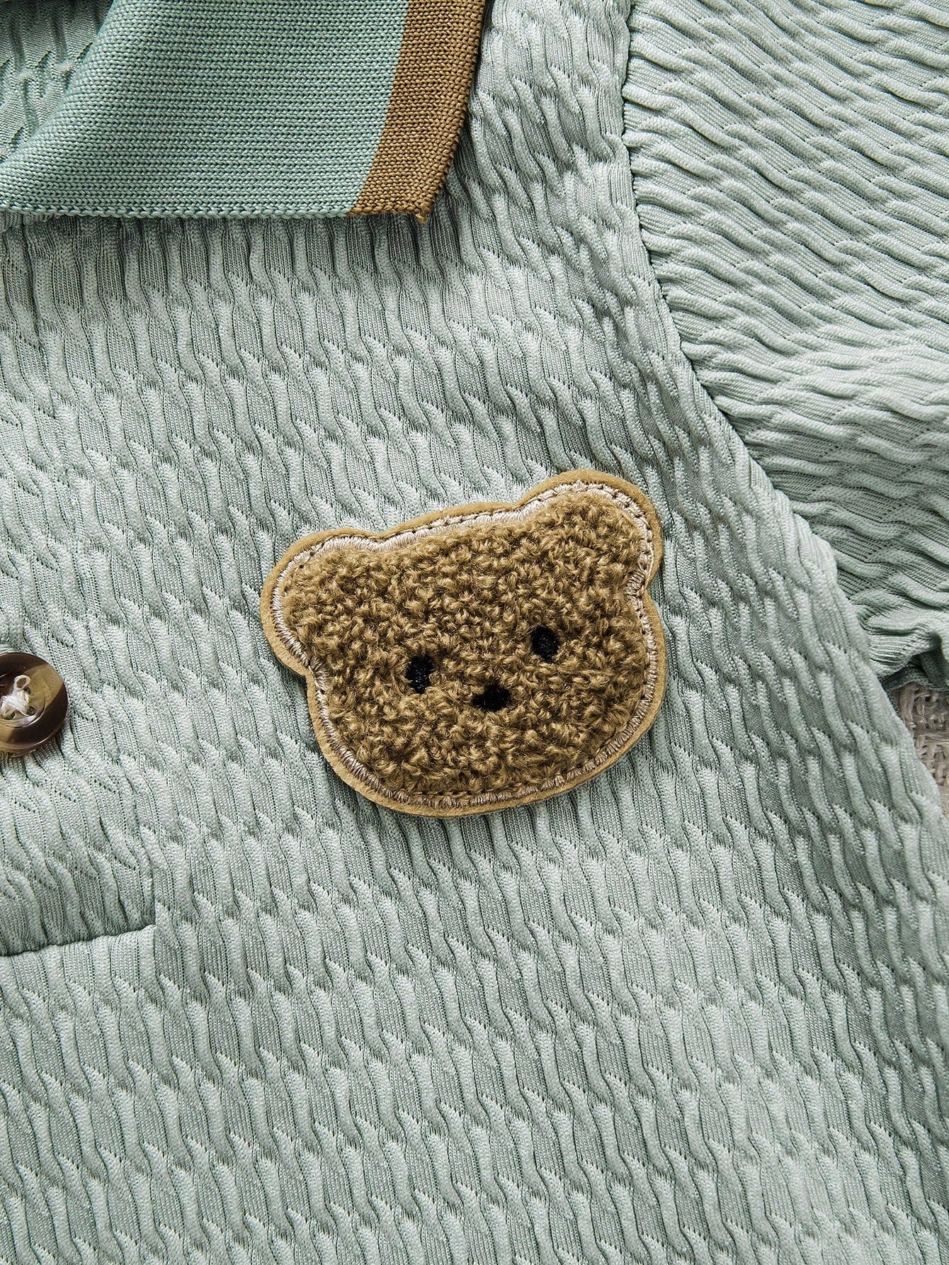 Kit 2 Macacões Bebê Menino Gola Polo Jacquard Bordado Urso 001 Macacão Menino 05 Kabannas 