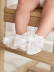 Kit 2 Pares de Meia Sapatilha Bebê Menina com Laço de Cetim 004 Meia Infantil 02 Kabannas 