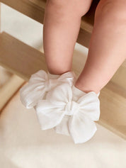 Kit 2 Pares de Meia Sapatilha Bebê Menina com Laço de Cetim 004 Meia Infantil 02 Kabannas 