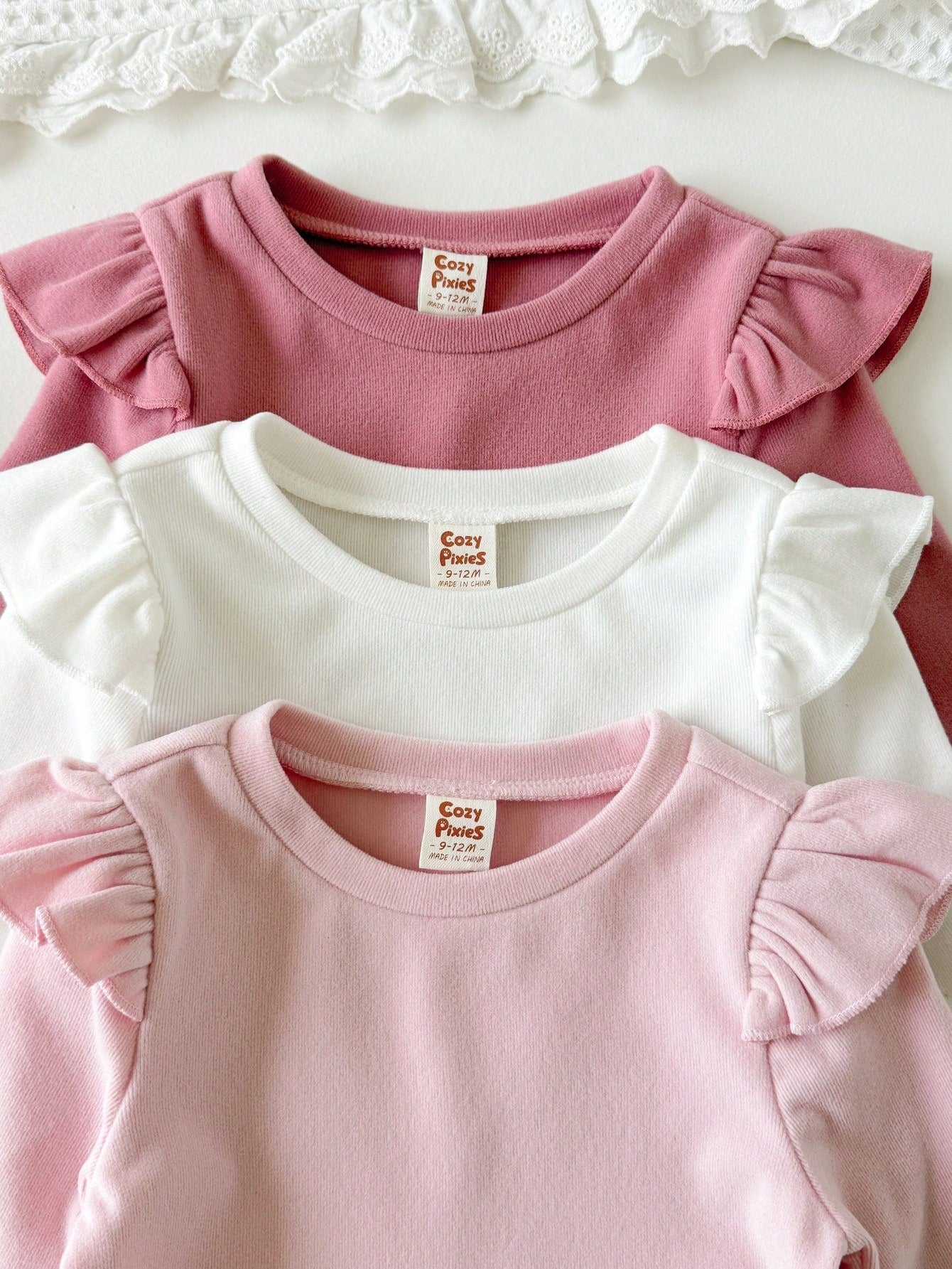 Kit 3 Bodies Bebê Menina Manga Longa Babado Borboleta 004 Body Menina 02 Kabannas 