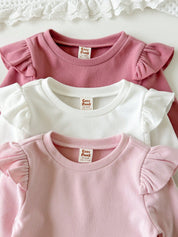Kit 3 Bodies Bebê Menina Manga Longa Babado Borboleta 004 Body Menina 02 Kabannas 