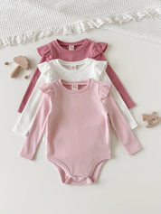 Kit 3 Bodies Bebê Menina Manga Longa Babado Borboleta 004 Body Menina 02 Kabannas 