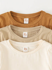Kit 3 Camisetas Infantil Menino Básicas Tons Terrosos - Caqui