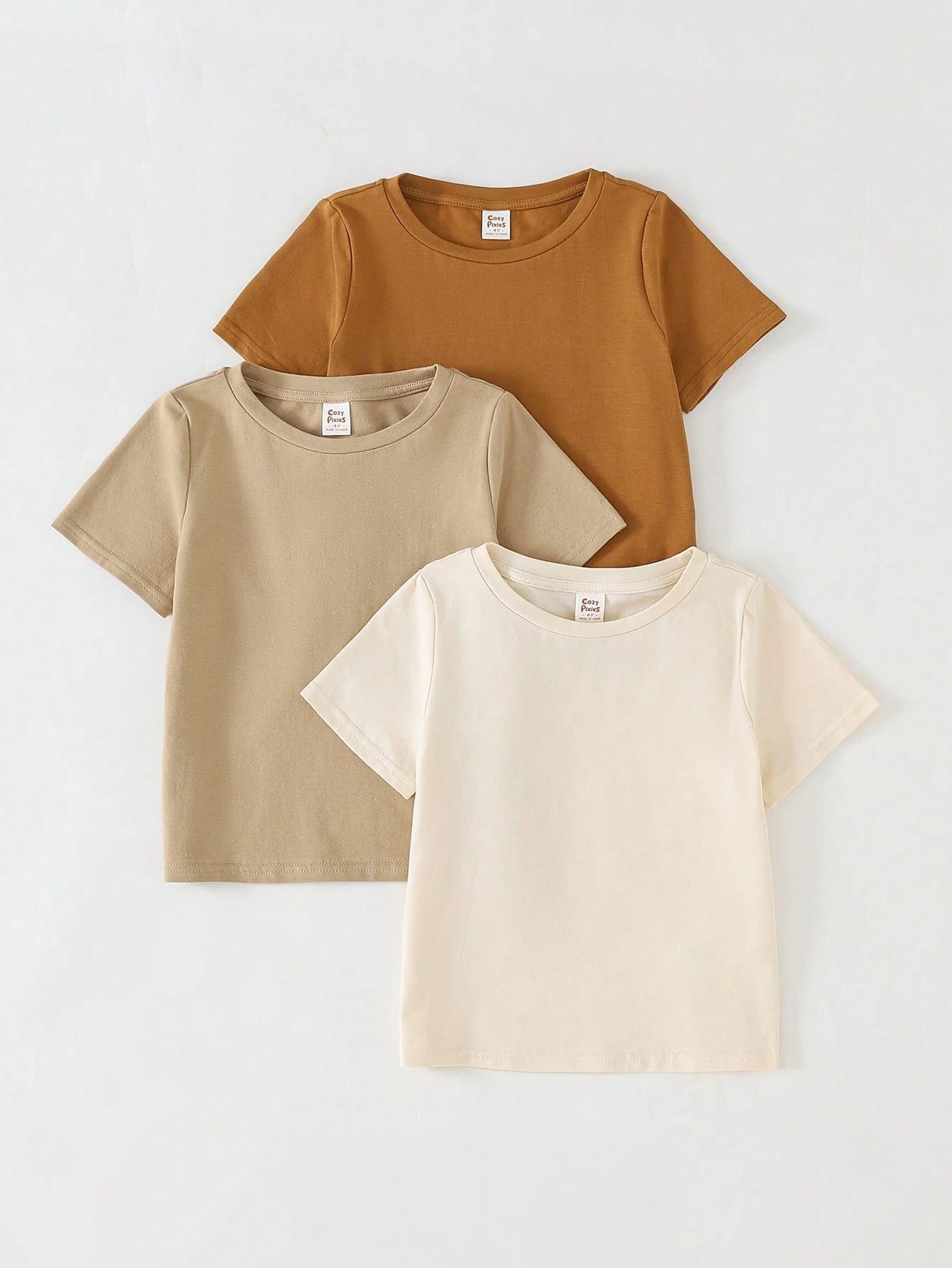 Kit 3 Camisetas Infantil Menino Básicas Tons Terrosos - Caqui