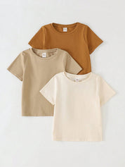 Kit 3 Camisetas Infantil Menino Básicas Tons Terrosos - Caqui