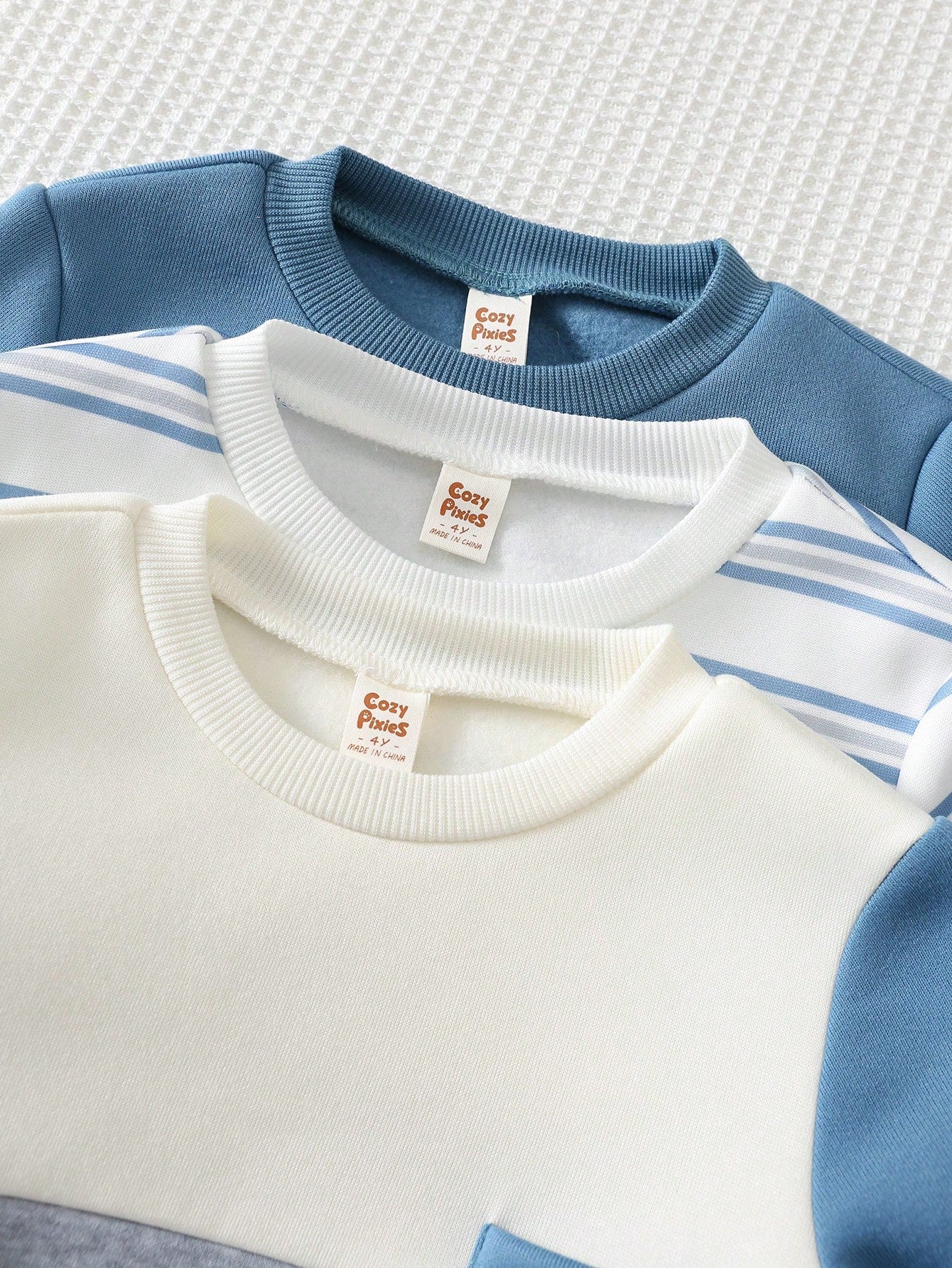 Kit 3 Conjuntos Infantil Menino Moletom Forrado e Calça Jogger - Tons de azul