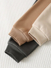 Kit 3 Conjuntos Infantil Menino Moletom Forrado e Calça Jogger - Tons terrosos