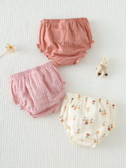Kit 3 Shorts Bebê Menina Algodão Cintura Elástica 004 Shorts Menina 01 Kabannas 