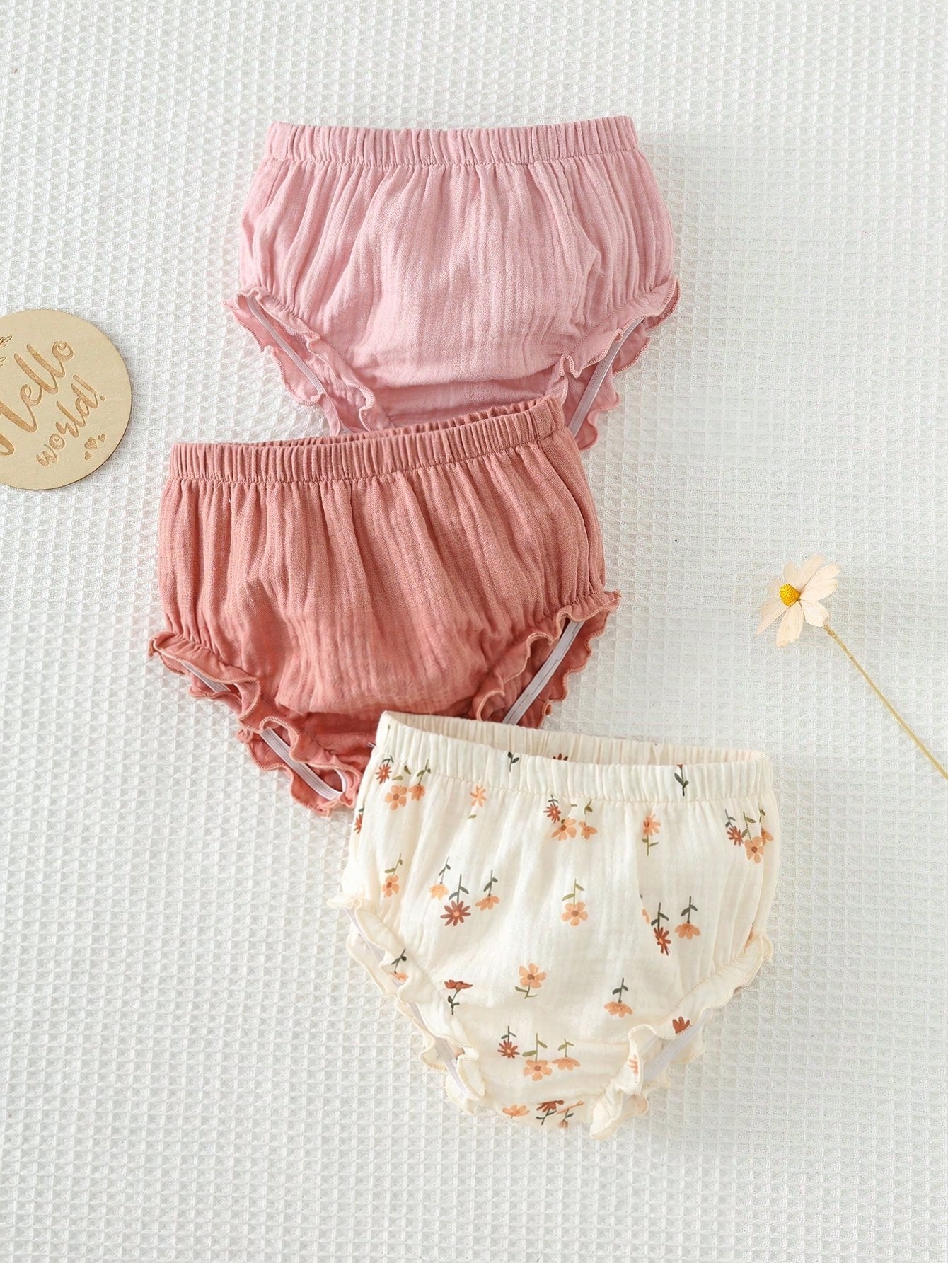 Kit 3 Shorts Bebê Menina Algodão Cintura Elástica 004 Shorts Menina 01 Kabannas 