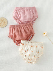 Kit 3 Shorts Bebê Menina Algodão Cintura Elástica 004 Shorts Menina 01 Kabannas 