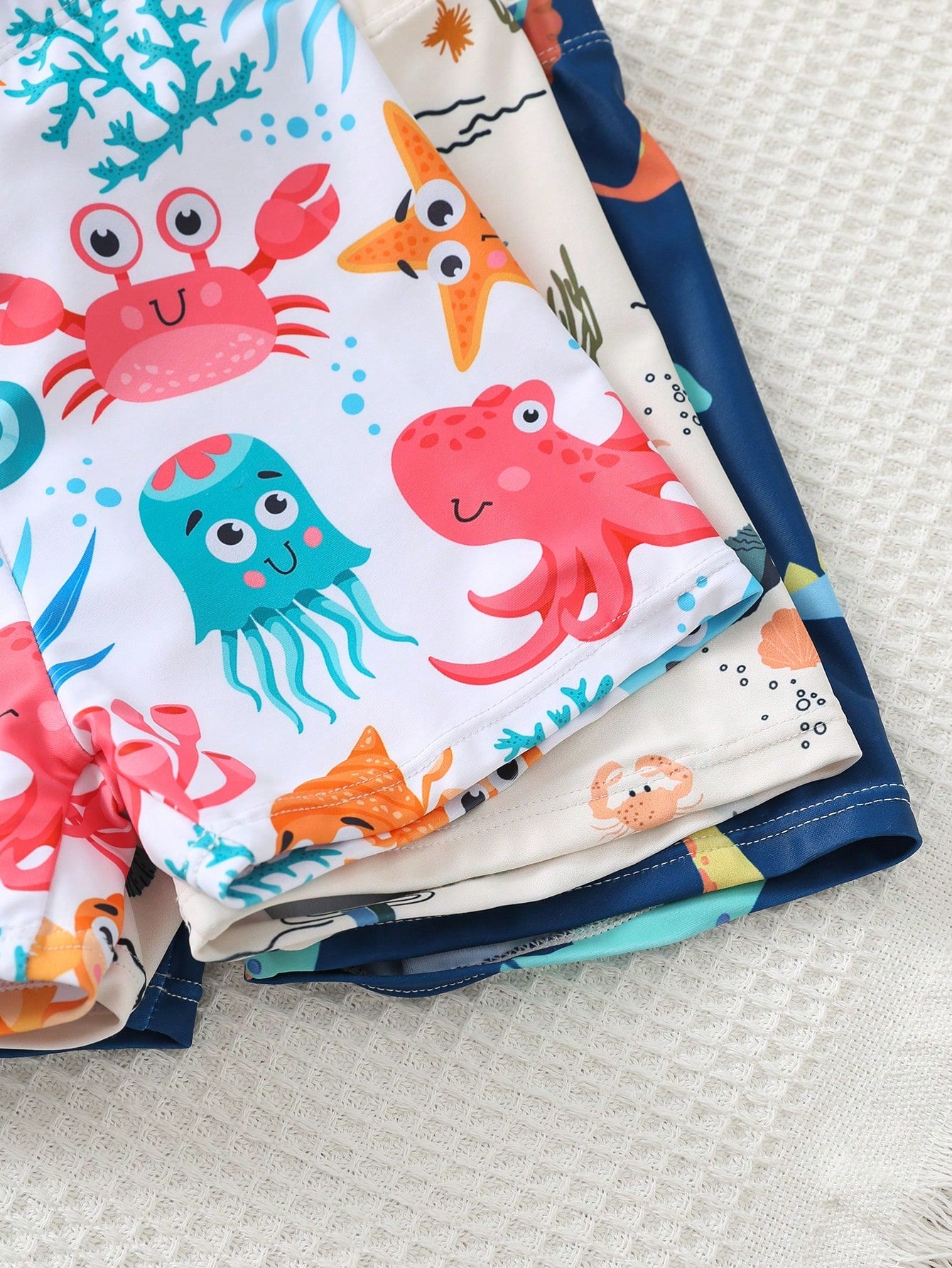 Kit 3 Sungas Boxer Infantil Menino Dinossauro e Fundo do Mar - Branco e azul marinho