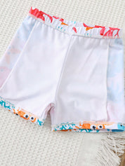 Kit 3 Sungas Boxer Infantil Menino Dinossauro e Fundo do Mar - Branco e azul marinho