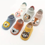 Kit 6 Pares Meia Sapatilha Infantil Antiderrapante Estampa Animal Bebê Menino e Menina Calçado Infantil 22 Kabannas 