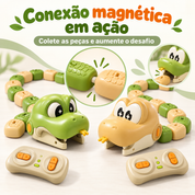 Detalhe da conexão magnética dos segmentos das duas cobras