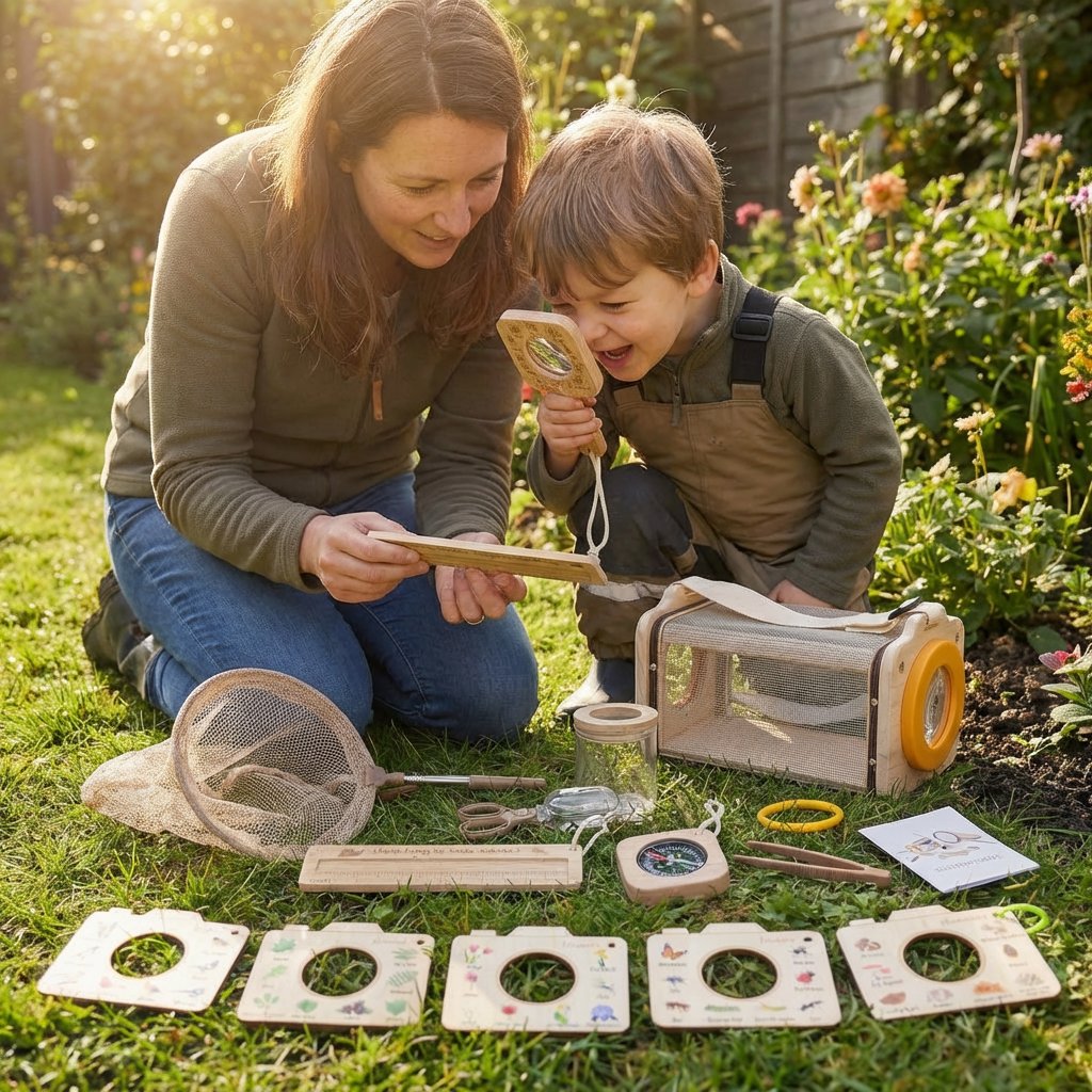 Kit Explorador Infantil Montessori de Madeira Observação da Natureza Brinquedos de Madeira 12 Kabannas 