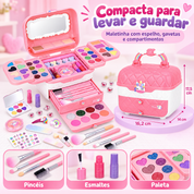 Kit maquiagem infantil com medidas e acessórios visíveis