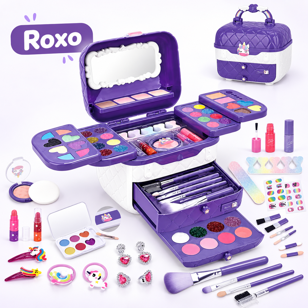 Kit maquiagem infantil 72 peças variante roxa