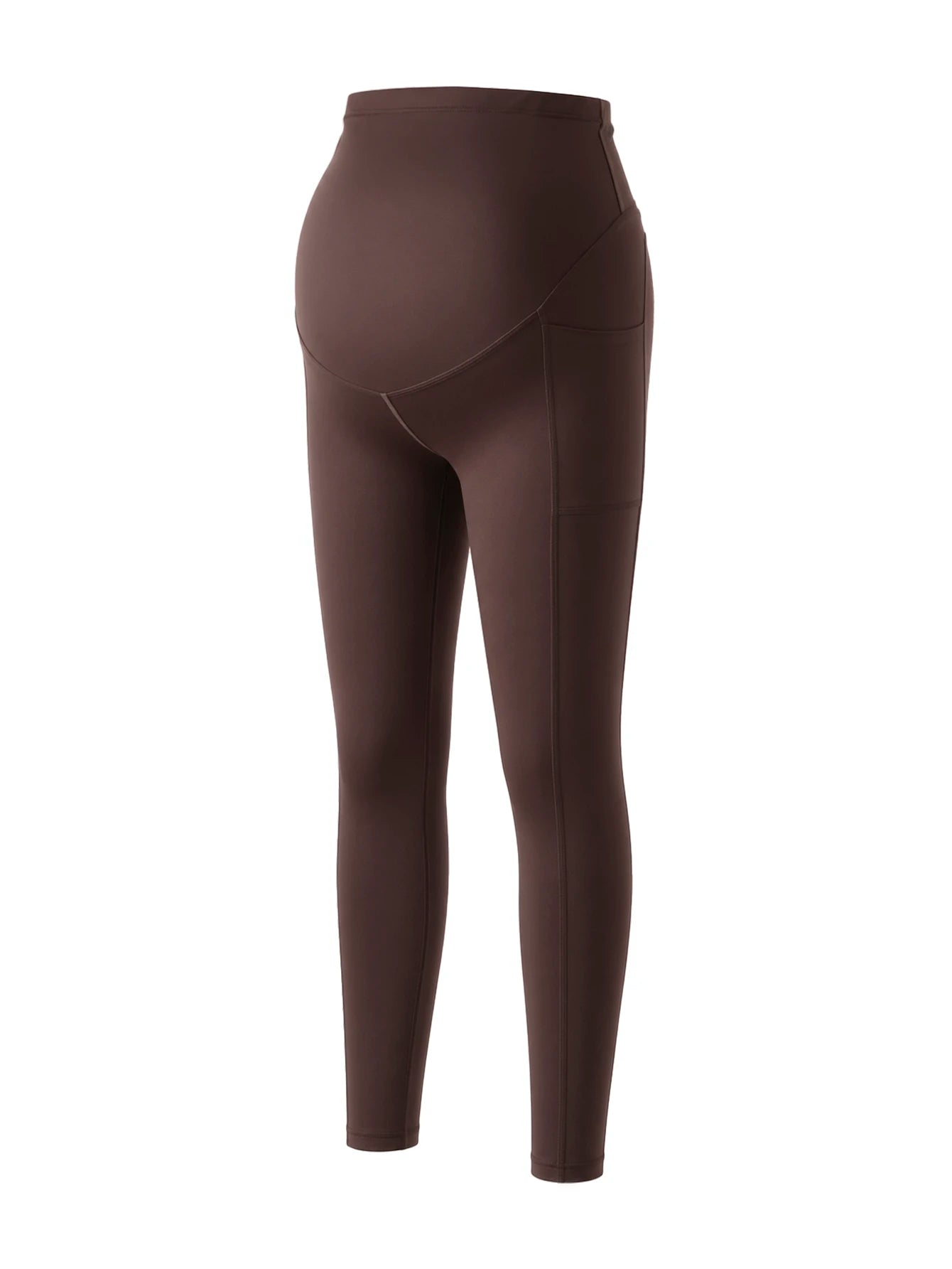 Legging Gestante Cós Alto com Bolsos Laterais - Marrom