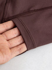 Legging Gestante Cós Alto com Bolsos Laterais - Marrom
