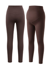 Legging Gestante Cós Alto com Bolsos Laterais - Marrom