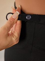 Legging Gestante Cós Alto com Regulagem de Botões - Preto