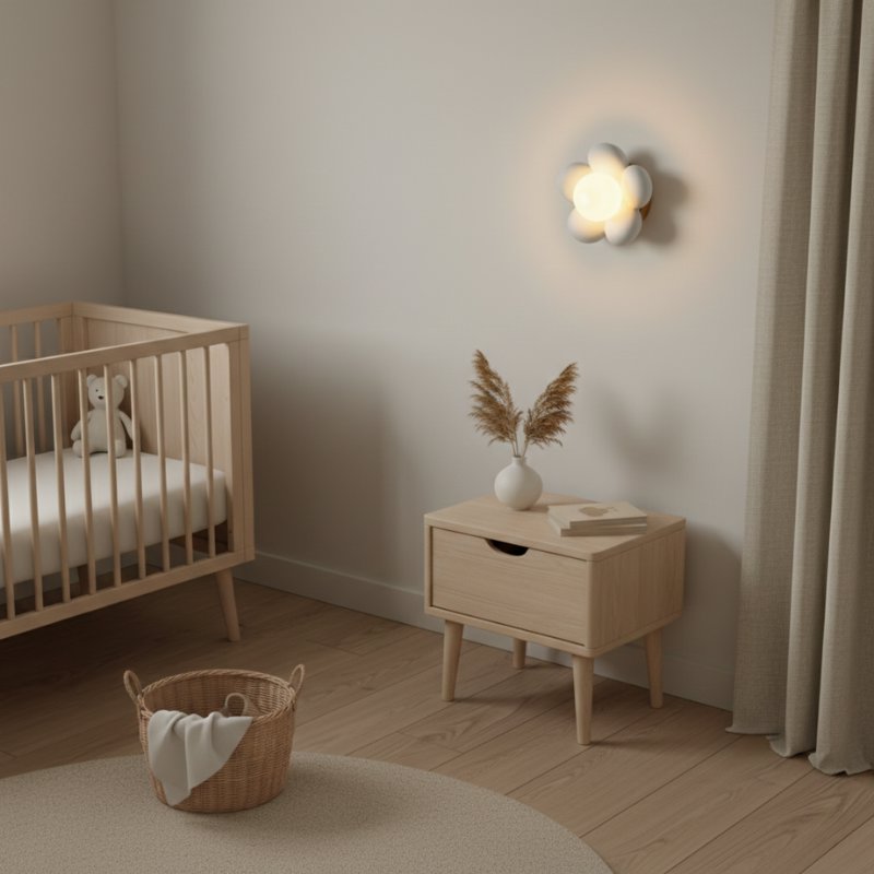 Luminária de Parede Infantil LED Flor de Resina Arandela de Parede 02 Kabannas 