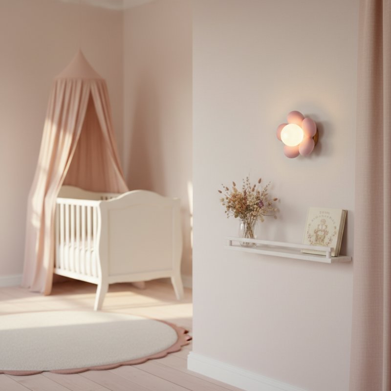 Luminária de Parede Infantil LED Flor de Resina Arandela de Parede 02 Kabannas 