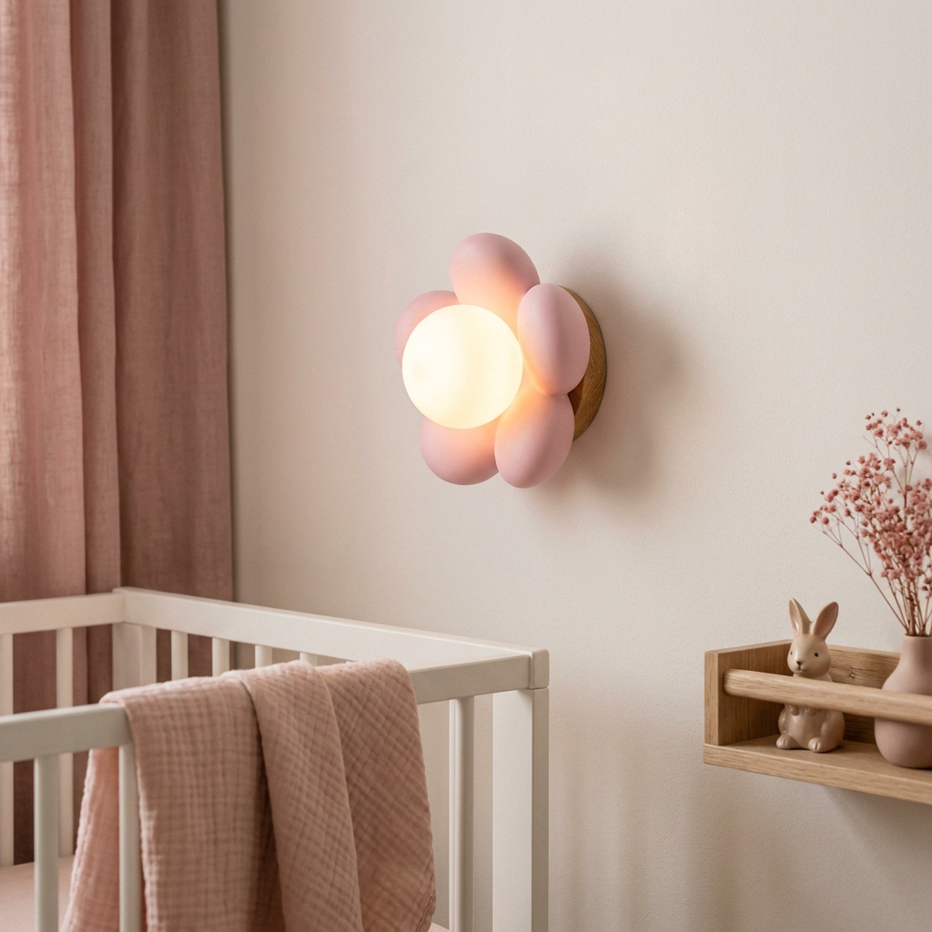 Luminária de Parede Infantil LED Flor de Resina Arandela de Parede 02 Kabannas