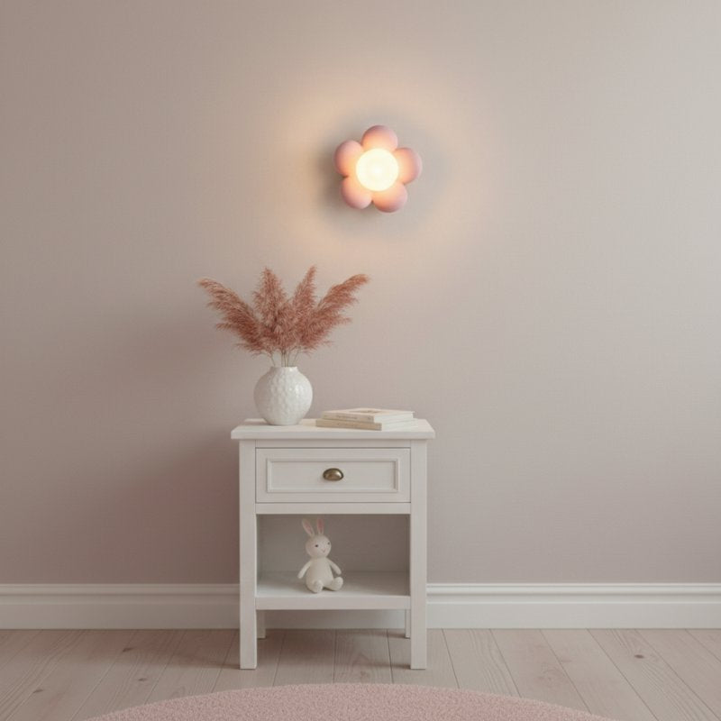 Luminária de Parede Infantil LED Flor de Resina Arandela de Parede 02 Kabannas 