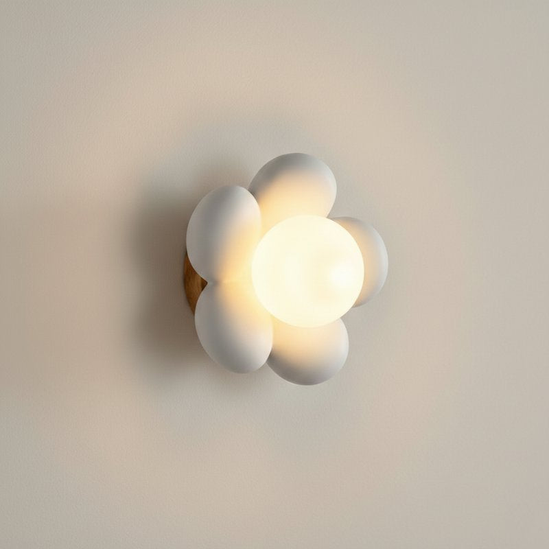 Luminária de Parede Infantil LED Flor de Resina Arandela de Parede 02 Kabannas Branco 